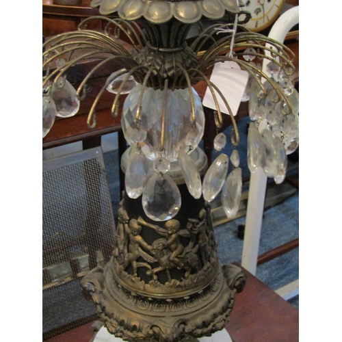 1030 - Antique Centre Lamp with Lustre Decoration Part Photographed Imposing Size Ormolu Mounted Approximat... 