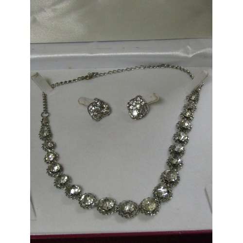 1037 - Marcasite Ladies Necklace and Matching Earrings contained within Presentation Box