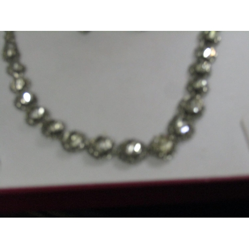 1037 - Marcasite Ladies Necklace and Matching Earrings contained within Presentation Box