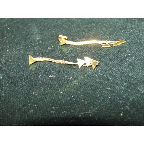 1039 - Pair of 10 Carat Gold Ladies Drop Earrings of Modernist Design