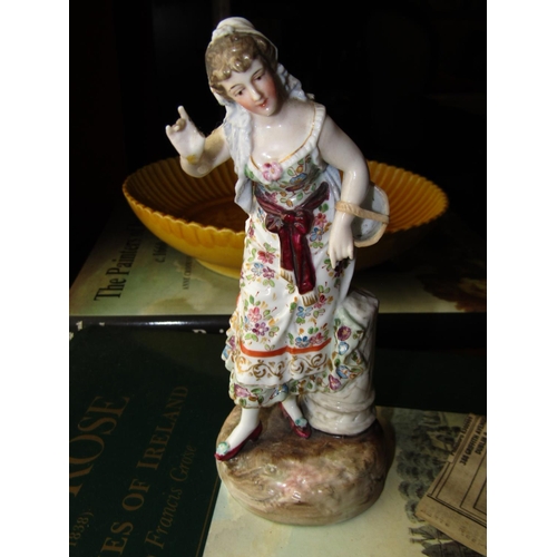 1043 - Antique Fine Porcelain Decorated Figure of Lady Approximately 16 Inches High