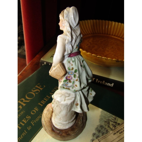 1043 - Antique Fine Porcelain Decorated Figure of Lady Approximately 16 Inches High