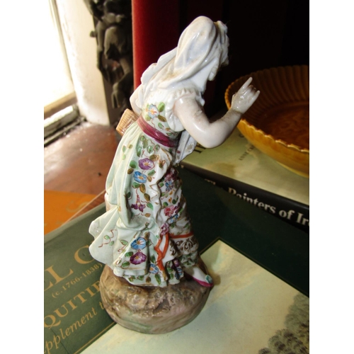 1043 - Antique Fine Porcelain Decorated Figure of Lady Approximately 16 Inches High