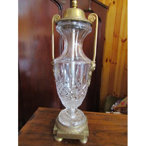 1053 - Antique Cut Crystal Urn Form Table Lamp Ormolu Mounted Approximately 26 Inches High