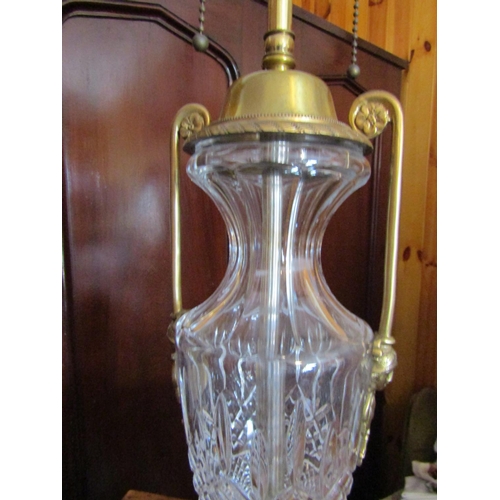 1053 - Antique Cut Crystal Urn Form Table Lamp Ormolu Mounted Approximately 26 Inches High