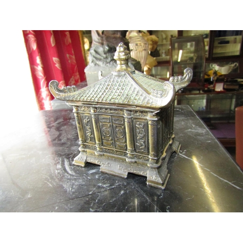 1059 - Unusual Ormolu Cigarette Holder Pagoda Form Well Chased and Modelled with Wallace Automatic Cigarett... 