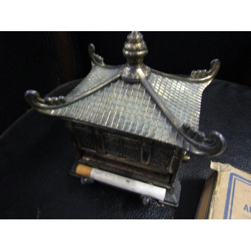 1059 - Unusual Ormolu Cigarette Holder Pagoda Form Well Chased and Modelled with Wallace Automatic Cigarett... 