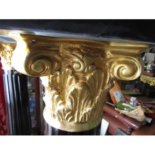 1079 - Large Pair of Marble Top Ormolu Mounted Corinthian Column Stands on Further Mounted Paw Motif Suppor... 