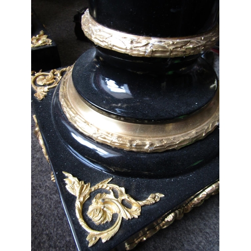 1079 - Large Pair of Marble Top Ormolu Mounted Corinthian Column Stands on Further Mounted Paw Motif Suppor... 