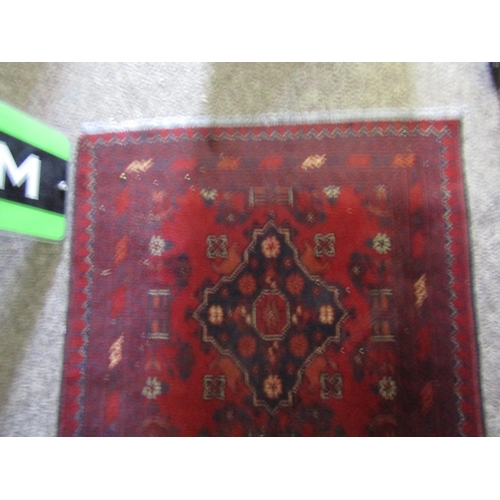 1084 - Persian Pure Wool Rug Dark Burgundy Ground Approximately 4ft 6 Inches Long x 3ft Wide