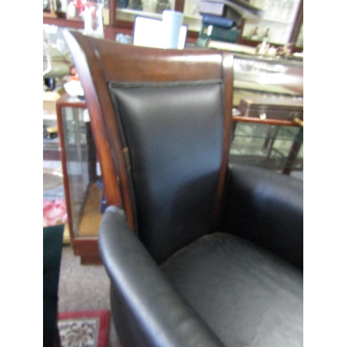 1090 - Figured Mahogany Office Armchair of Good Construction and Generous Size Swivel Base