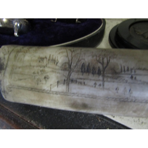 1097 - Another Carved Scrimshaw Decorated with Double Eagle