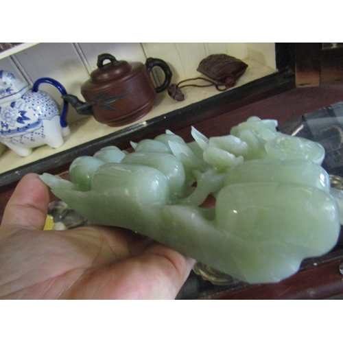 1101 - Unusual Carved Jade Sculpture Approximately 9 Inches Wide x 8 Inches High