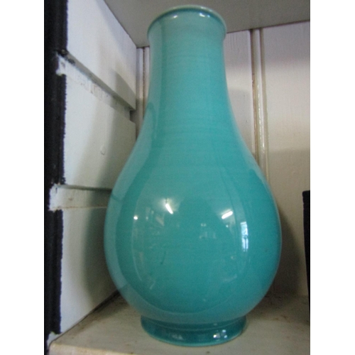 1102 - Oriental Pale Blue Vase of Shaped Form Approximately 7 Inches High