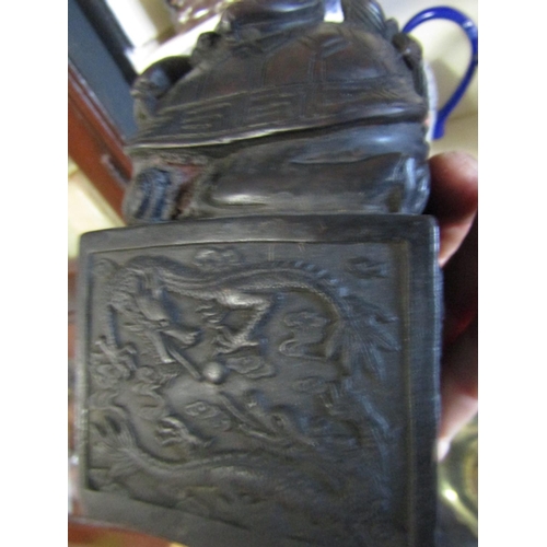 1103 - Large Bronze Seal with Incised Characters to Base Approximately 5 Inches High