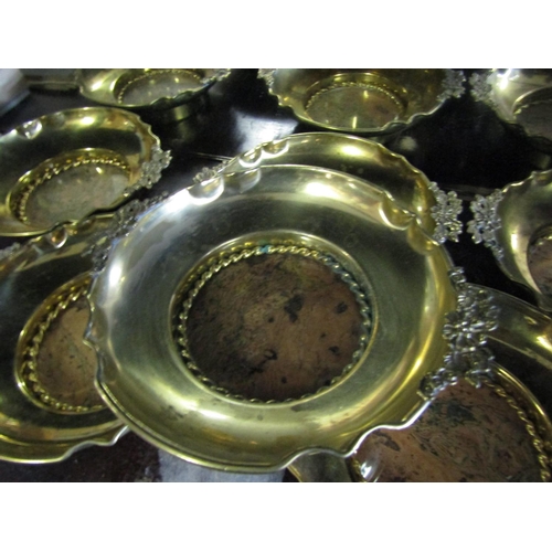 1114 - Set of Six Cast Brass Dishes of Scallop Form Each 5 Inches Diameter