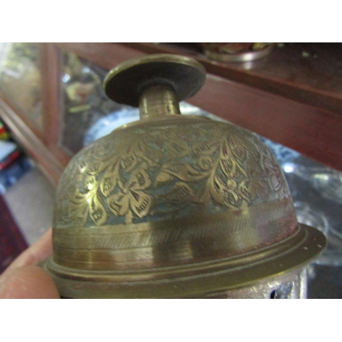 1120 - Persian Enamel Decorated Brass Temple Bell Approximately 5 Inches High