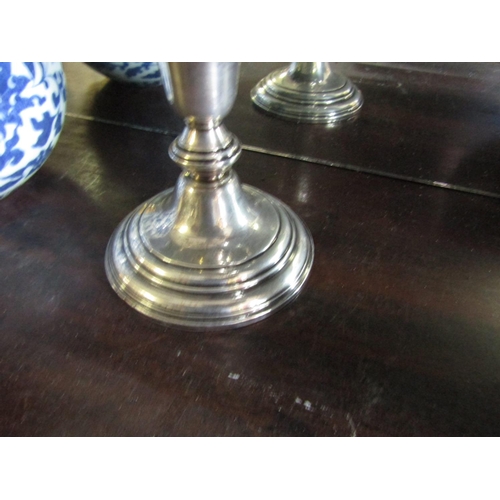 1126 - Solid Silver Mounted Pedestal Form Taza with Cut Crystal Dish above Turned Base Approximately 7 Inch... 