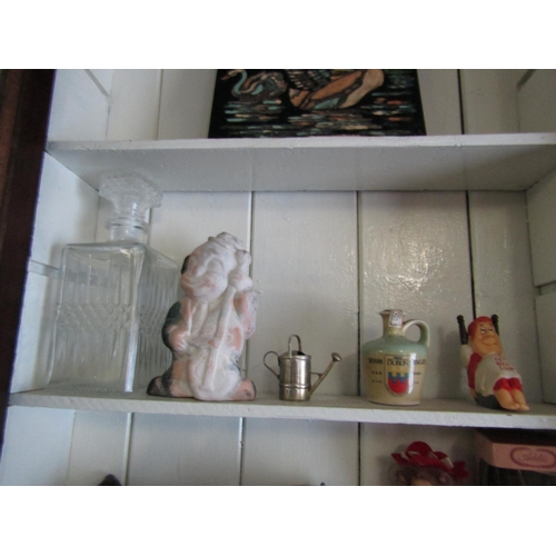 1130 - Three Shelves Various Items including Dolls and Decanter