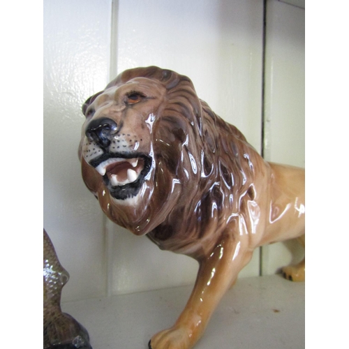 1138 - Beswick Fine Porcelain Figure of Lion Approximately 7 Inches Wide Signed to Base