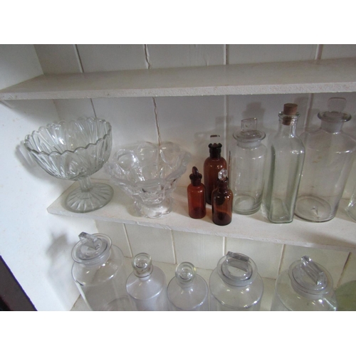 1145 - Two Shelves Various Crystal including Old Chemists Jars Quantity As Photographed