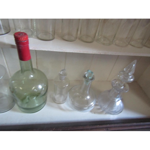 1145 - Two Shelves Various Crystal including Old Chemists Jars Quantity As Photographed