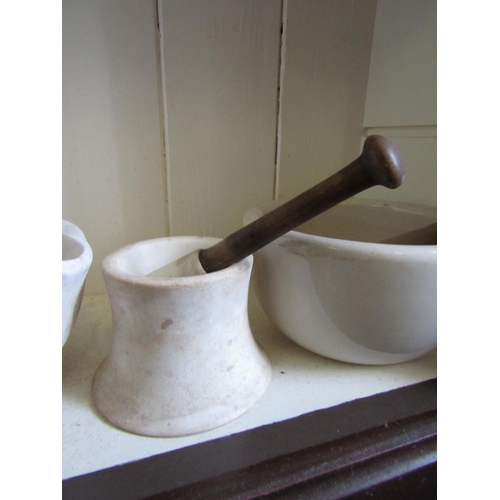 1149 - Antique Marble Shaped Form Mortar and Pestle Approximately 5 Inches High