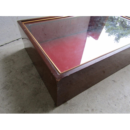 1152 - Counter Top Glazed Display Case with Gilt Slip Inset, Red Lined Interior and Lock & Key 2ft Wide App... 