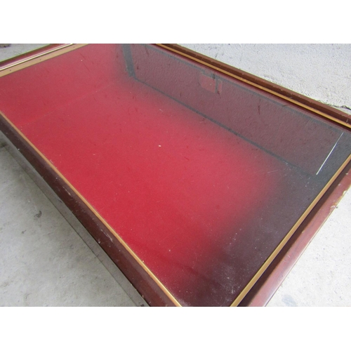 1152 - Counter Top Glazed Display Case with Gilt Slip Inset, Red Lined Interior and Lock & Key 2ft Wide App... 