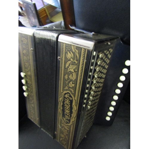 1154 - Horner Button Accordion Approximately 14 Inches High