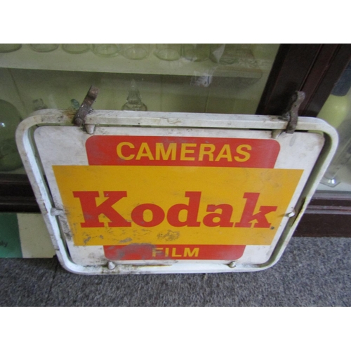 1158 - Three Shop Advertising Signs and Vintage Bic Pen Rest Four Items in Lot Kodak Sign Enamel Decorated