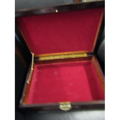 1162 - Mahogany Shaped Form Jewellery Box with Brass Swan Neck Handle Approximately 14 Inches Wide x 6 Inch... 