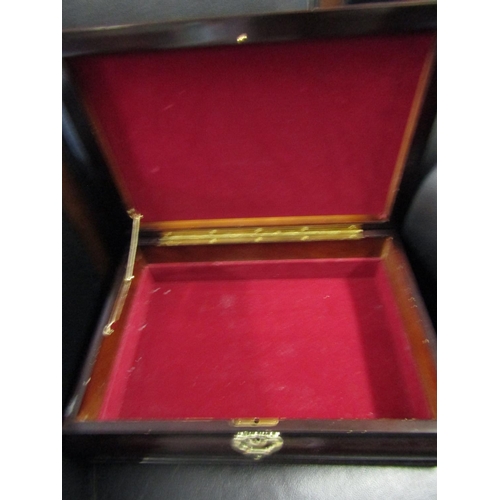 1162 - Mahogany Shaped Form Jewellery Box with Brass Swan Neck Handle Approximately 14 Inches Wide x 6 Inch... 