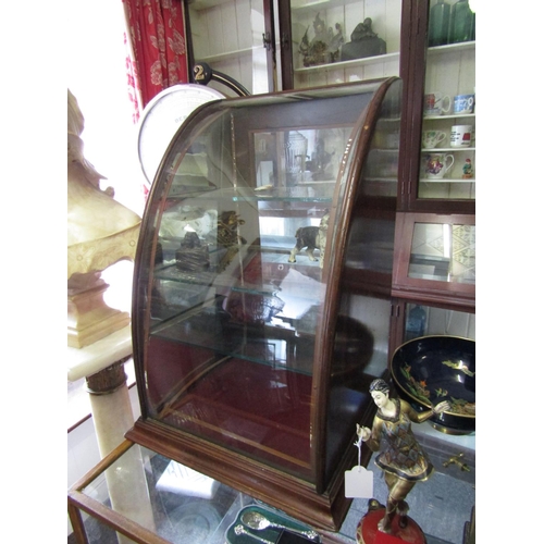 1163 - Victorian Mahogany Shaped Form Shop Counter Top Display Cabinet with Glass Shelf Interior Approximat... 