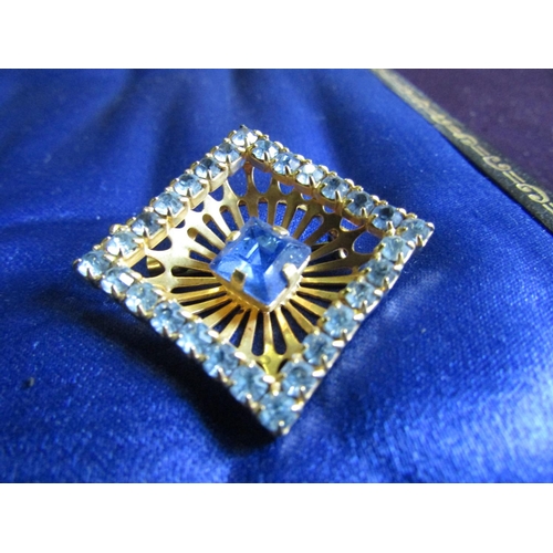 1171 - Blue Topaz Set Square Form Ladies Brooch