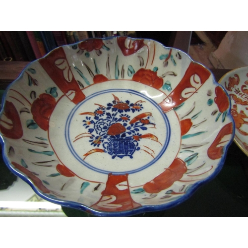 1191 - Three Chinese Dishes Largest Approximately 6 Inches Diameter and Imari Bowl Approximately 6 Inches D... 