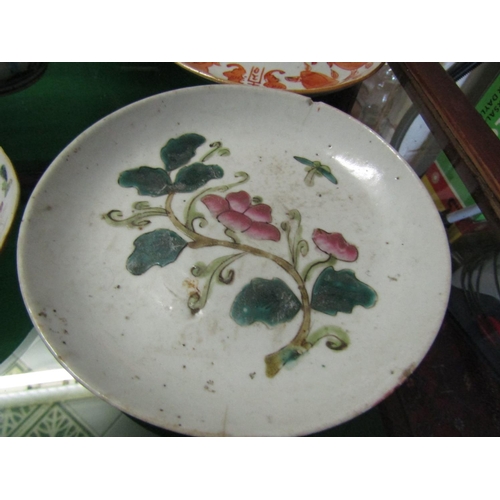 1191 - Three Chinese Dishes Largest Approximately 6 Inches Diameter and Imari Bowl Approximately 6 Inches D... 