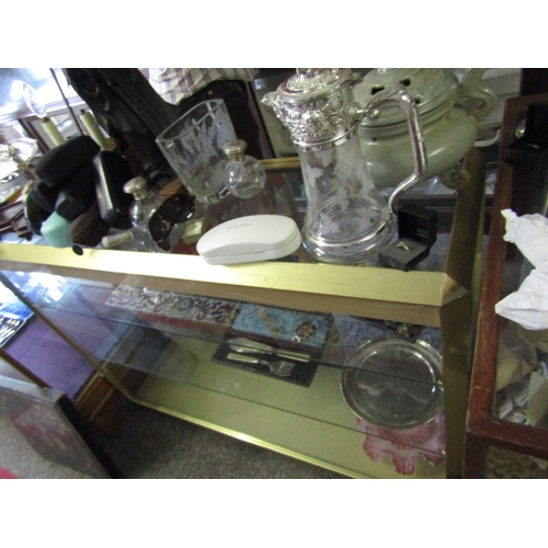 1195 - Vintage Brass Mounted Shop Display Counter Glazed Front with Sliding Doors to Verso Approximately 4f... 