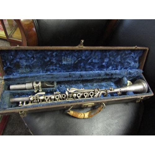 1198 - Vintage Silver Plated Clarinet contained within Presentation Case