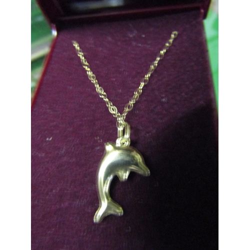 1209 - Dolphin Motif 9 Carat Ladies Pendant Necklace on 9 Carat Gold Chain