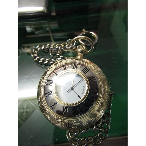 1211 - Dalton Pocket Watch with Chain Engraved Decoration