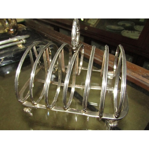 1221 - Solid Silver Antique Toast Rack of Elegant Form Approximately 5 Inches Wide