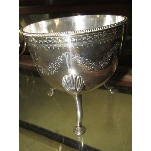 1222 - Antique Solid Silver Irish Bowl on Shaped Supports with Shell Motif Decoration Finely Chased and Mod... 