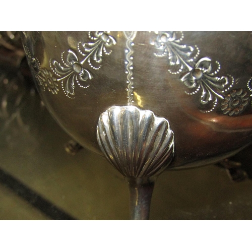 1222 - Antique Solid Silver Irish Bowl on Shaped Supports with Shell Motif Decoration Finely Chased and Mod... 