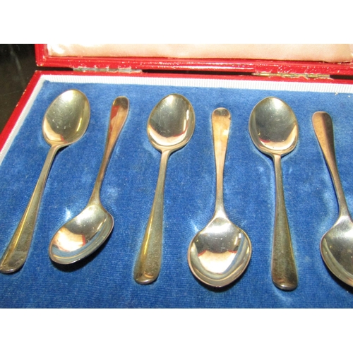 1224 - Set of Six Antique Solid Silver Teaspoons contained within Presentation Case