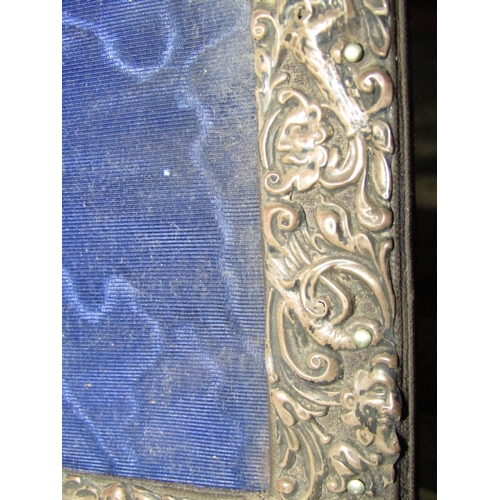 1227 - Antique Solid Silver Photograph Frame with Embossed Decoration Approximately 9 Inches High x 5 Inche... 