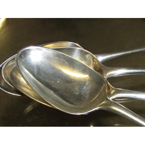 1230 - Set of Four Early Solid Silver Teaspoons by James Goodwin Each with Ancestral Marks to Finger Rests