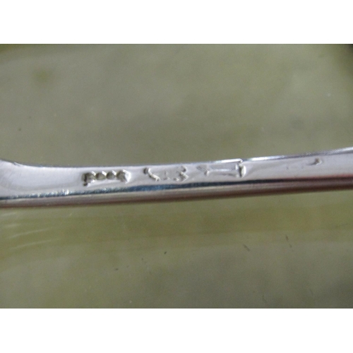 1230 - Set of Four Early Solid Silver Teaspoons by James Goodwin Each with Ancestral Marks to Finger Rests