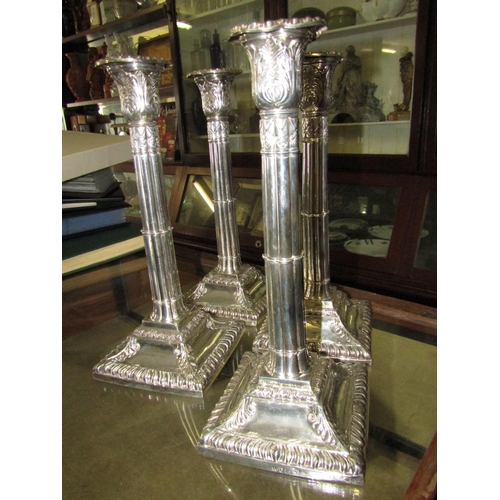 1234 - Set of Four Georgian Solid Silver Candle Sticks of Attractive Design Dated 1769 Makers Hallmark IW E... 