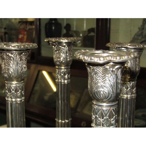 1234 - Set of Four Georgian Solid Silver Candle Sticks of Attractive Design Dated 1769 Makers Hallmark IW E... 